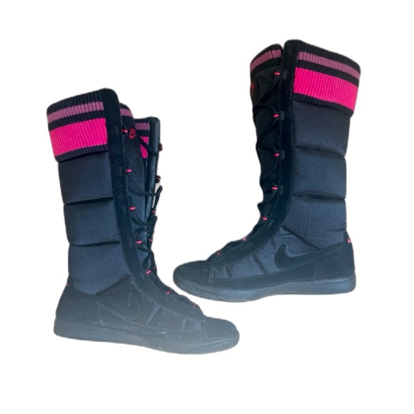 Nike Winter Hi 2 Boots Puffer Suede Black/Pink Women Sz 8 317244-002 - Picture 1 of 10